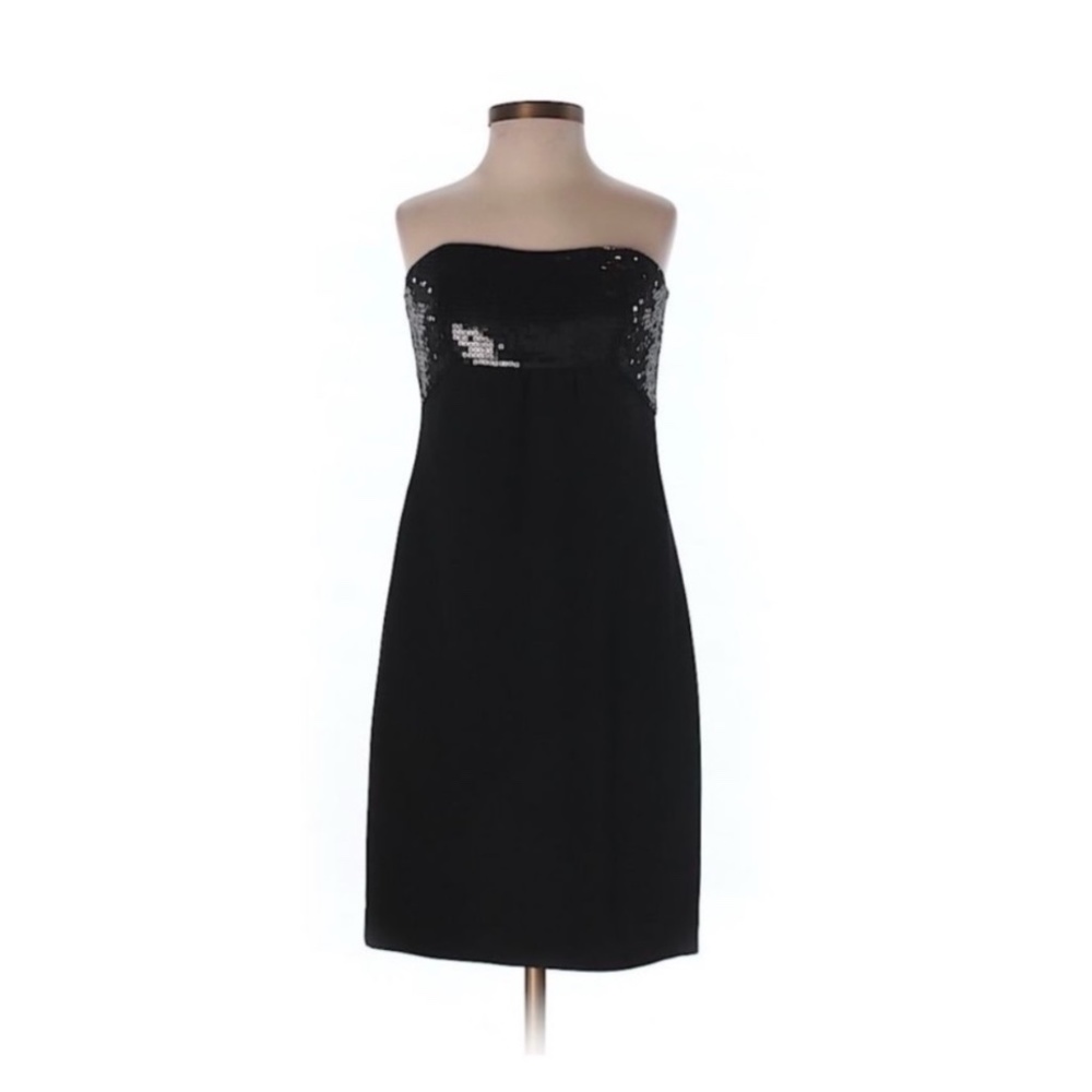 Stunning Ann Taylor black sequin top strapless cocktail dress size 8 M